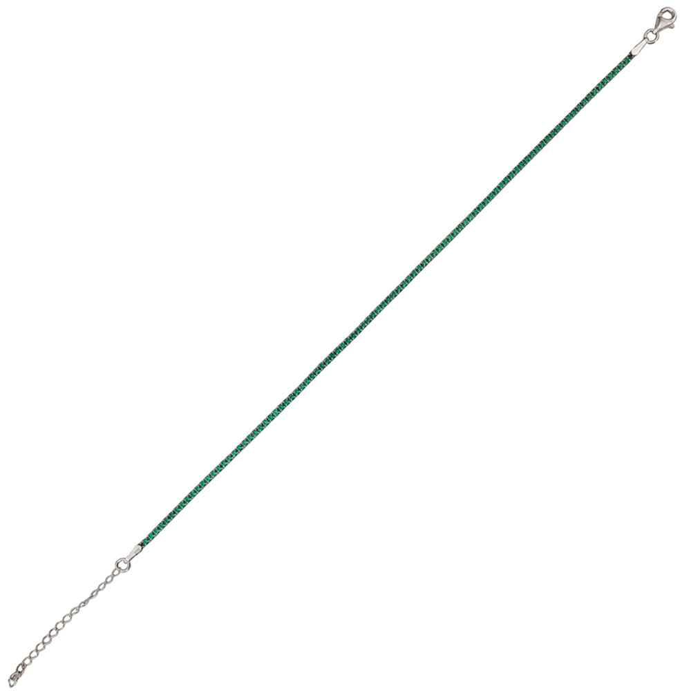 Bratara argint tennis zirconii Green