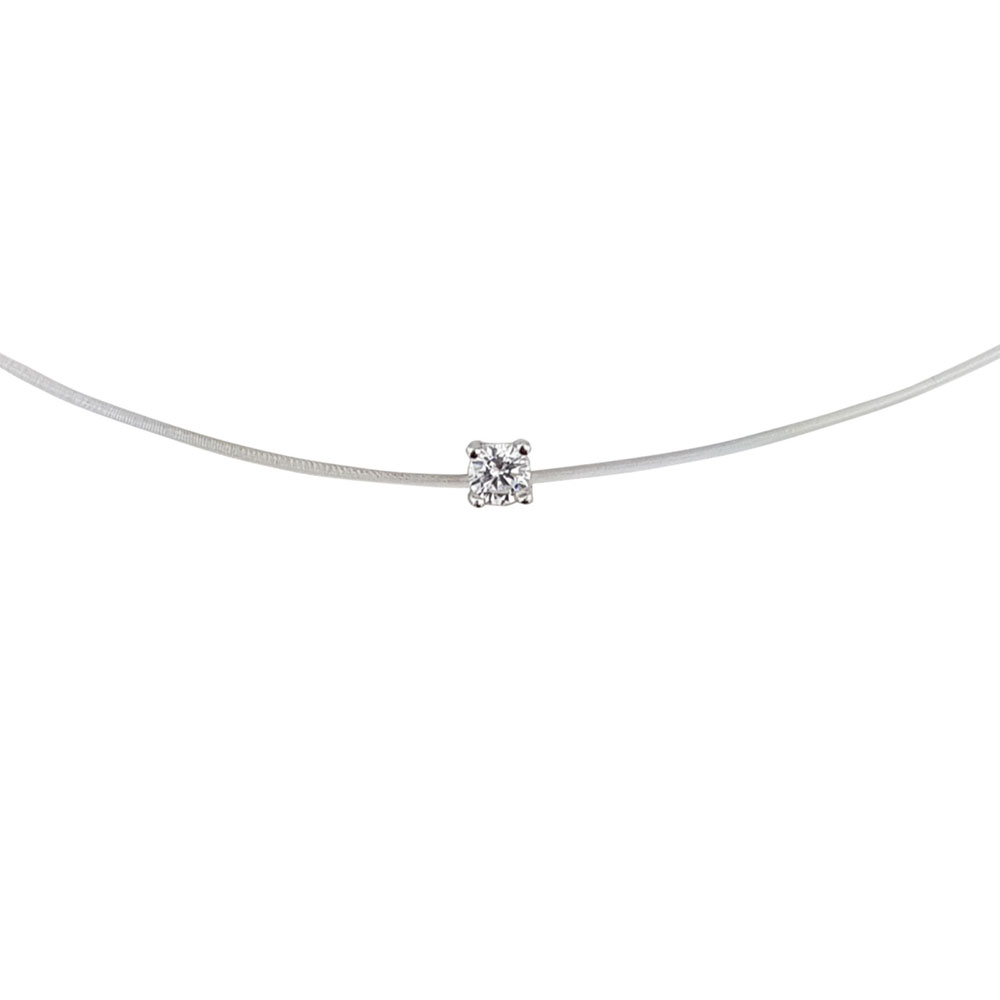 Lant argint silicon solitaire